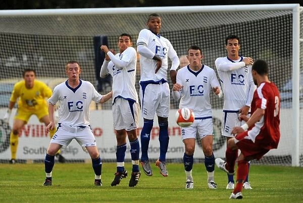 Birmingham City XI vs Harrow Borough: Marcus Bent Leaps to Block Free Kick in Pre-Season Friendly at Earlsmead Stadium (August 10, 2010)