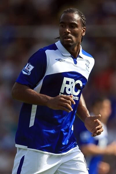 Birmingham City's Cameron Jerome in Thrilling Action against Real Sporting de Gijon (2009)