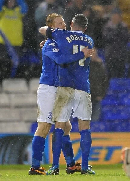 Birmingham City's Chris Burke Celebrates Double Goals: FA Cup Third Round Replay vs. Bristol Rovers (January 14, 2014)