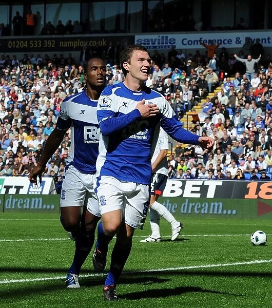 Birmingham City's Craig Gardner Celebrates Second Goal Against Bolton Wanderers in Barclays Premier League (29-08-2010)