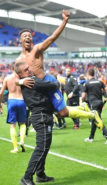 Birmingham City's Great Escape: Lee Clark and Jordon Ibe Celebrate Championship Survival (Bolton Wanderers vs Birmingham City, Reebok Stadium)