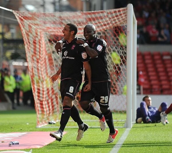 Birmingham City's Hayden Mullins: Celebrating the Winning Goal Against Nottingham Forest (September 15, 2012)