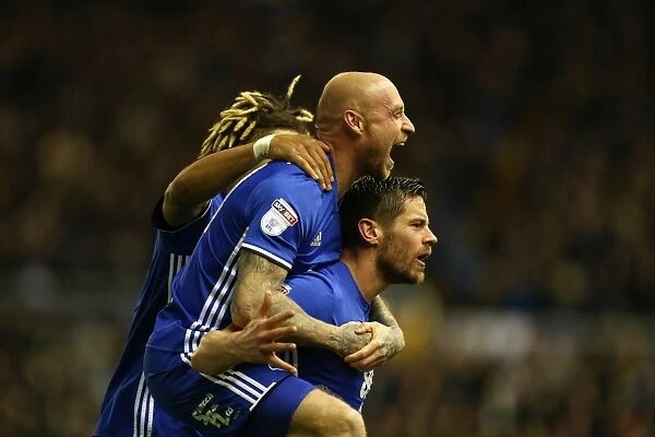Birmingham City's Jutkiewicz and Cotterill Celebrate First Goal Against Brighton in Sky Bet Championship