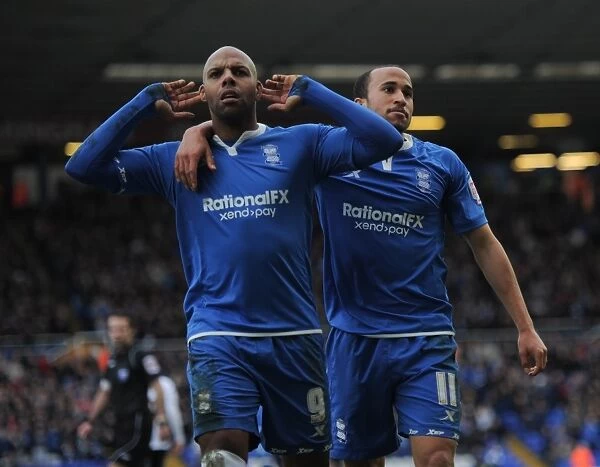 Birmingham City's King and Townsend: Unstoppable Duo Celebrate Goal Against Derby County (03-03-2012)