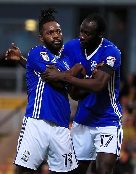 Birmingham City's Maghoma and Doye Celebrate First Goal vs Burton Albion in Sky Bet Championship