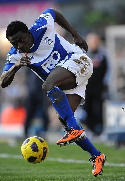 Birmingham City's Obafemi Martins in Action: Thrilling Showdown against Stoke City (Premier League, 12-02-2011)