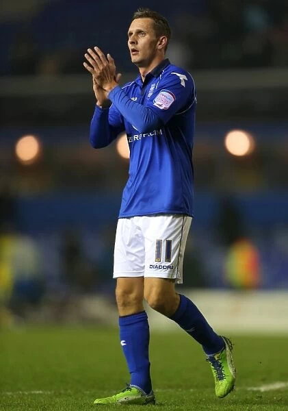 Birmingham City's Peter Lovenkrands Celebrates Championship Win with Supporters (19-02-2013)