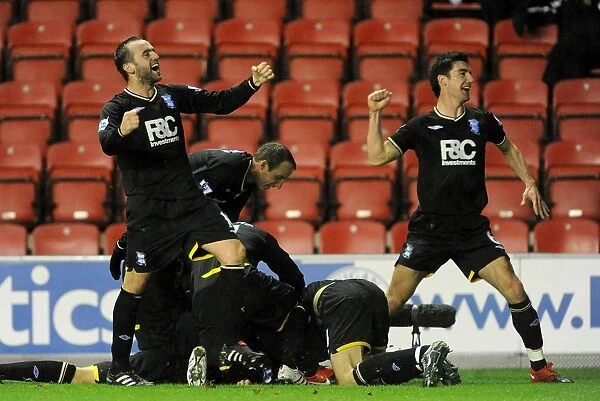 Birmingham City's Sebastian Larsson Celebrates Hat-Trick Against Wigan Athletic (05-12-2009)