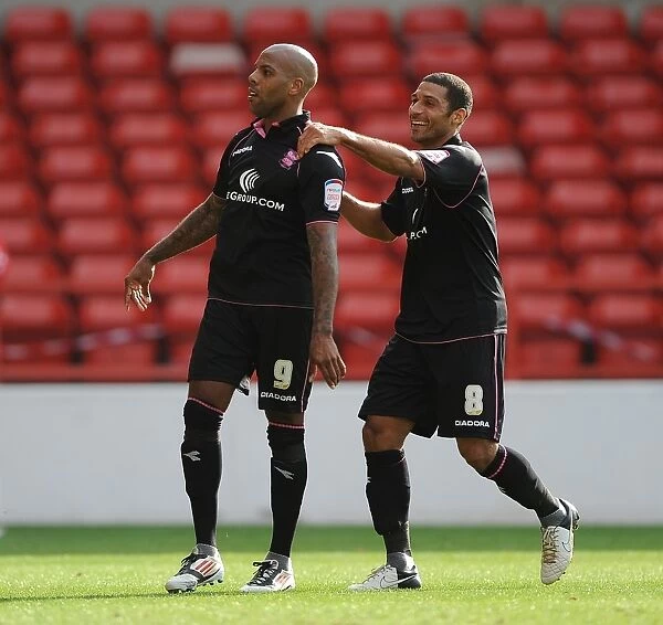 Birmingham City's Unstoppable Duo: Marlon King and Hayden Mullins Celebrate Second Goal Against Nottingham Forest