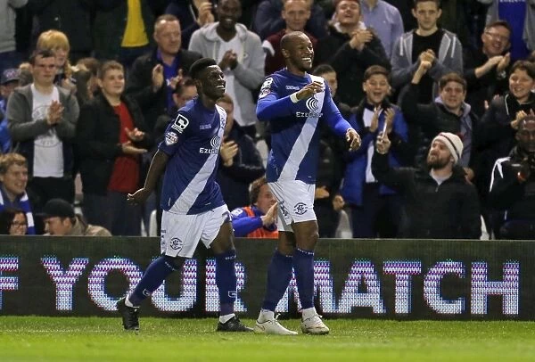 Birmingham City's Wes Thomas Euphorically Celebrates Second Goal in Capital One Cup Victory over Gillingham