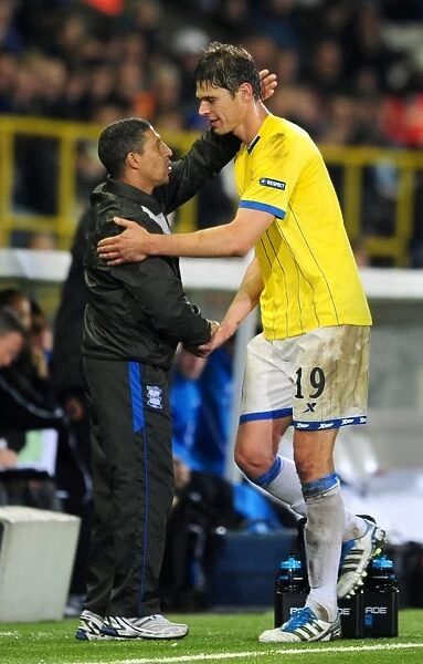 Chris Hughton and Nikola Zigic Exchange Handshakes: Birmingham City vs. Club Brugge, UEFA Europa League (2011)