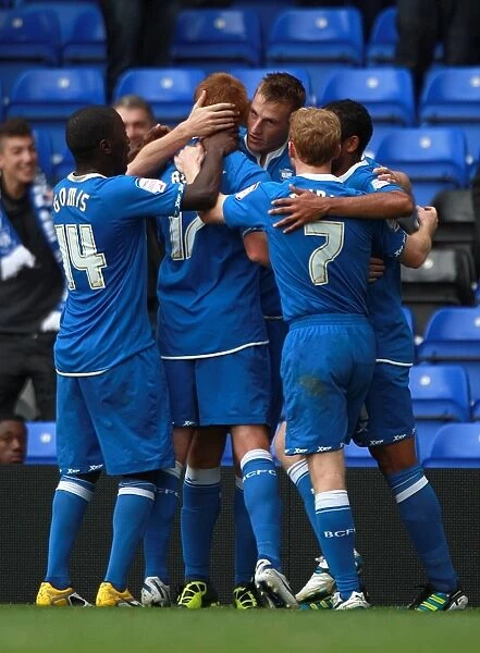 Chris Wood's Double: Birmingham City Celebrates Second Goal vs. Millwall (11-09-2011)