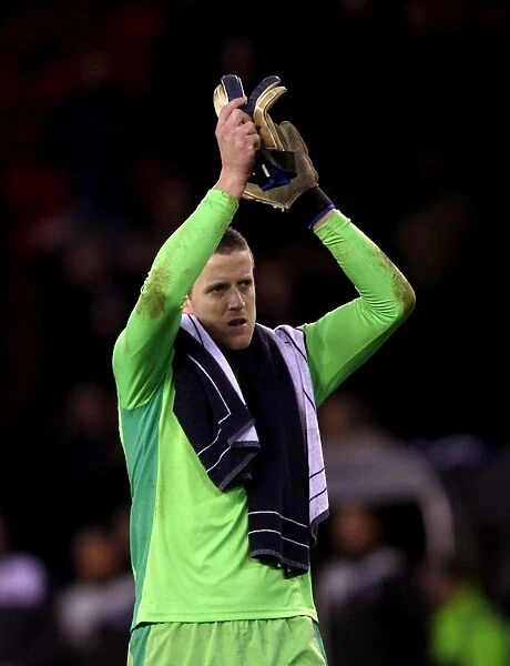 Colin Doyle of Birmingham City FC Applauding Fans After FA Cup Fourth Round Match vs Sheffield United (2012)