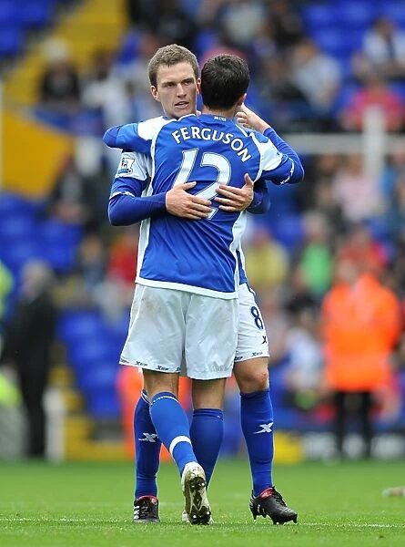 Craig Gardner and Barry Ferguson: Birmingham City's Jubilant Moment as They Celebrate First Goal Against Blackburn Rovers in Premier League (21-08-2010)