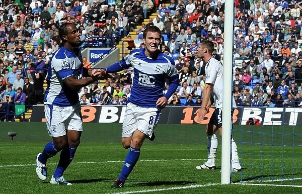 Craig Gardner and Cameron Jerome's Goal Celebration: Birmingham City's Victory Over Bolton Wanderers in the Premier League (August 2010)