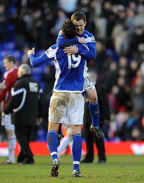 Craig Gardner and Nikola Zigic: Birmingham City's Jubilant Moment after Winning against Stoke City in the Premier League (12-02-2011)