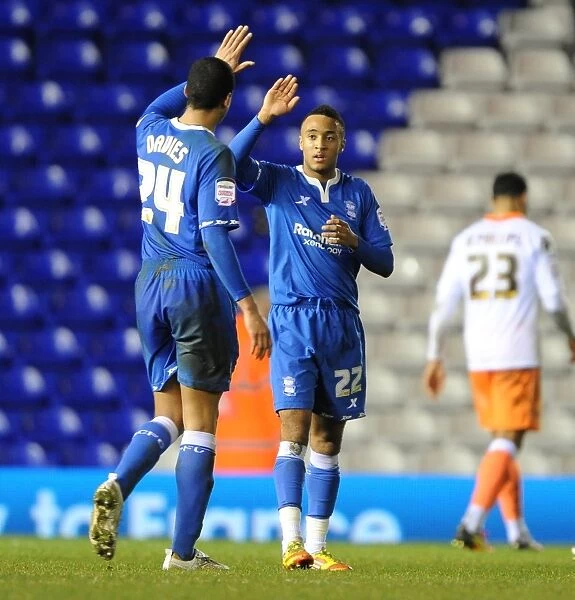 Curtis Davis and Nathan Redmond: Birmingham City's Jubilant Moment after Victory over Blackpool (December 31, 2011)