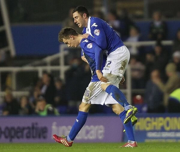 Double Trouble: Hughes and Novak Celebrate Birmingham City's Goals Against Burnley (Sky Bet Championship)