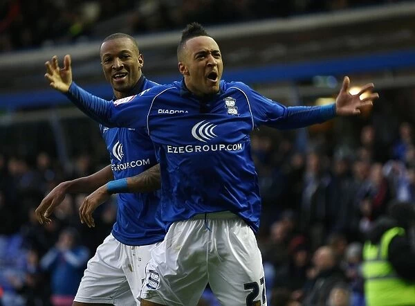 Double Trouble: Redmond and Thomas's Electrifying Goal Celebration - Birmingham City's Npower Championship Double Strike Against Derby County (Birmingham City v Derby County : St. Andrew's : 09-03-2013)