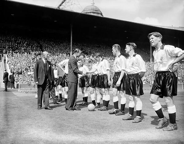 The Duke of Edinburgh Meets Birmingham City: FA Cup Final Team Introductions at Wembley Stadium (1963) - Manchester City vs. Birmingham City