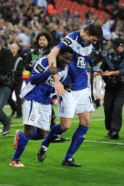 Euphoric Goal Celebration: Birmingham City's Carling Cup Victory - Obafemi Martins and Nikola Zigic at Wembley Stadium