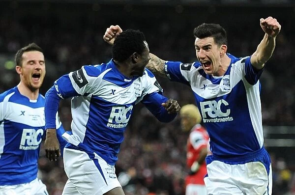 Euphoric Moment: Obafemi Martins and Liam Ridgewell's Goal Celebration - Birmingham City's Historic Carling Cup Final Victory over Arsenal at Wembley Stadium