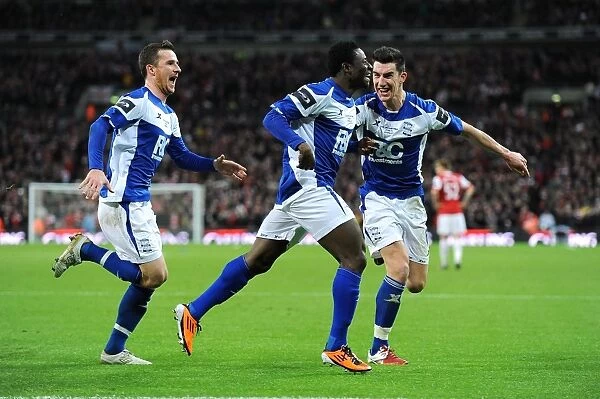 Going Wild: Obafemi Martins and Birmingham City Teammates' Euphoric Celebration After Scoring Second Goal Against Arsenal in Carling Cup Final at Wembley Stadium