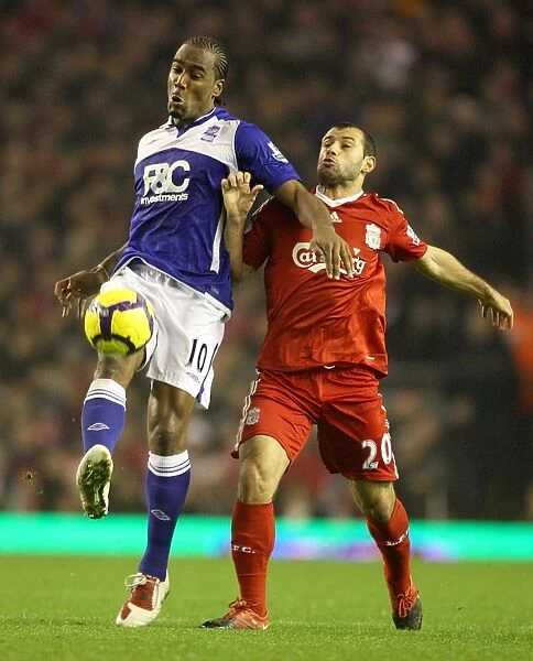 Intense Rivalry: Jerome vs Mascherano's Battle for Ball Possession - Birmingham City vs Liverpool (2009)