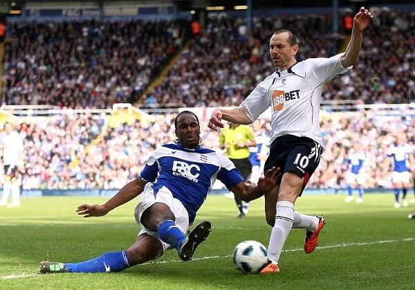 Intense Rivalry: Martin Petrov vs. Cameron Jerome Battle at St. Andrew's (Birmingham City vs. Bolton Wanderers, Barclays Premier League, 02-04-2011)