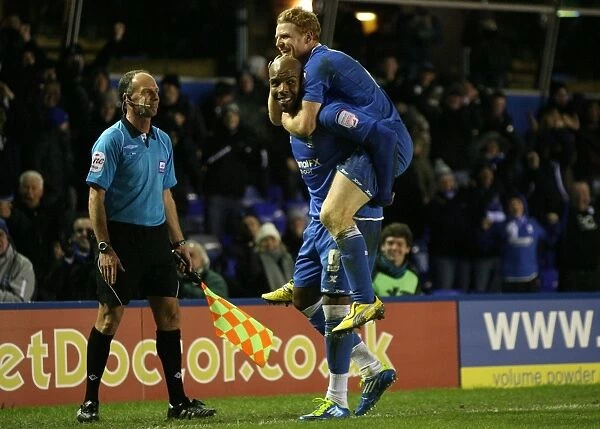 Marlon King and Chris Burke: Birmingham City's Unstoppable Duo Celebrate Winning Goal vs. Doncaster Rovers (10-12-2011)
