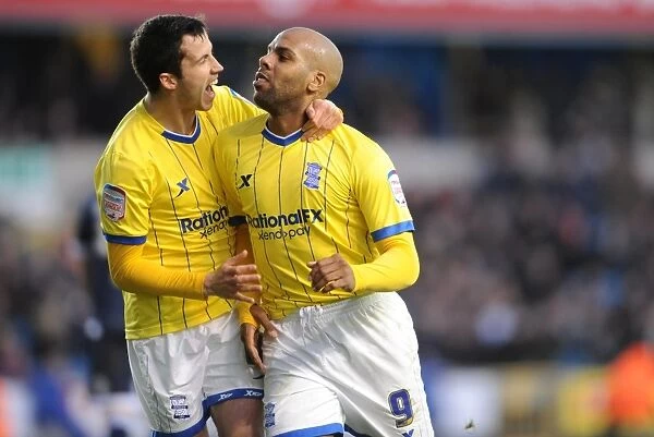 Marlon King and Keith Fahey: Birmingham City's Unstoppable Duo Celebrate Second Goal vs Millwall (January 14, 2012)