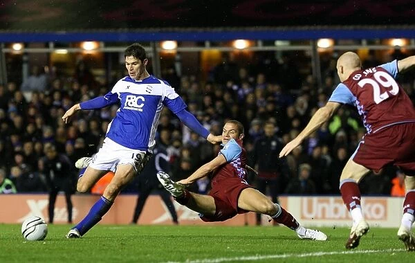 Nikola Zigic Scores Birmingham City's Second Goal Against Aston Villa in Carling Cup Quarterfinal (02-12-2010)