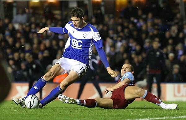 Nikola Zigic Scores the Second Goal for Birmingham City Against Aston Villa in Carling Cup Quarterfinal (2010)
