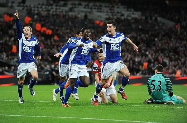 Obafemi Martins' Double Strike: Birmingham City's Thrilling Celebration in Carling Cup Final - Arsenal's Koscielny and Szczesny React