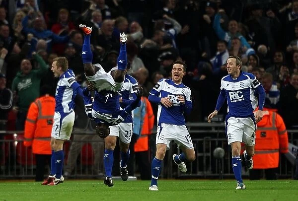 Obafemi Martins Thrilling Goal Celebration: Birmingham City's Historic Carling Cup Final Triumph over Arsenal at Wembley Stadium