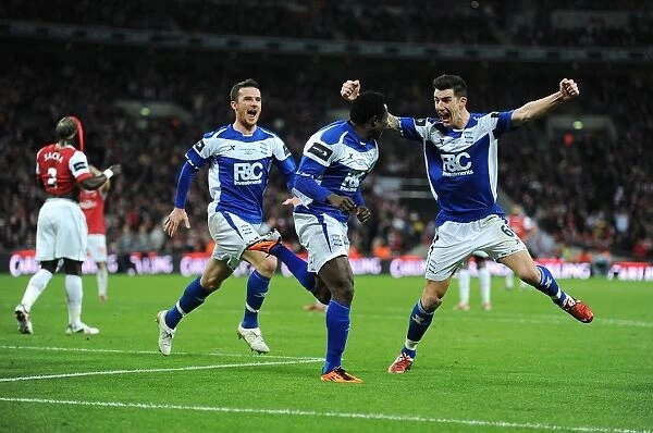 Obafemi Martins's Euphoric Goal Celebration: Birmingham City's Historic Carling Cup Final Win vs. Arsenal at Wembley Stadium