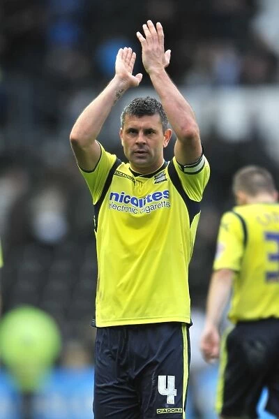 Paul Robinson of Birmingham City Honors Traveling Fans at Derby County Championship Match