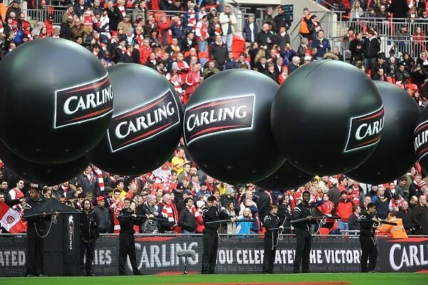 Pre-Match Euphoria at Wembley: Giant Carling Balloons Dominate the Sky before Birmingham City vs. Arsenal Carling Cup Final