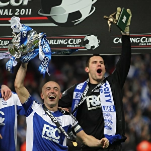 Birmingham City FC: Ben Foster and Stephen Carr Celebrate Carling Cup Triumph at Wembley Stadium