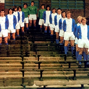 Birmingham City FC: United Team in Division Two (1972): Martin, Carroll, Taylor, B. Latchford, Francis, Page, Kelly, D. Latchford, Cooper, Campbell, Pendrey, Hynd, Summerill, Robinson, Smith, Bowker, Harland