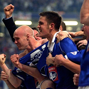 Birmingham City FC's Darren Carter and Andrew Johnson: Celebrating Promotion to Premier League after Penalty Shootout Victory in Nationwide Division One Playoff Final vs Norwich City (2002)