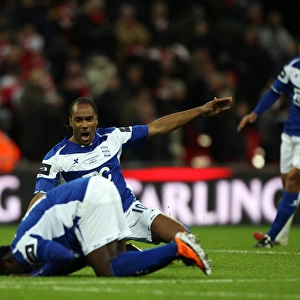Celebrating Glory: Jerome and Martins Triumphant Moment at Birmingham City's Carling Cup Final vs. Arsenal at Wembley Stadium
