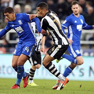 Che Adams vs. Isaac Hayden: Intense Battle in Sky Bet Championship Match between Newcastle United and Birmingham City at St. James' Park