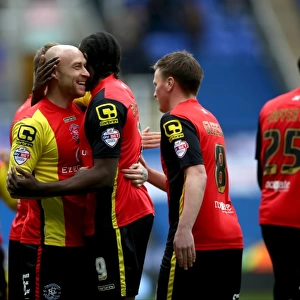 Clayton Donaldson and David Cotterill Celebrate Birmingham City's First Goal Against Reading (Sky Bet Championship)