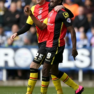 Clayton Donaldson and Kyle Lafferty Celebrate Birmingham City's First Goal Against Reading (Sky Bet Championship)