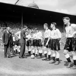 The Duke of Edinburgh Meets Birmingham City: FA Cup Final Team Introductions at Wembley Stadium (1963) - Manchester City vs. Birmingham City