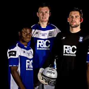 L-R: Birmingham Citys Obafemi Martins, Craig Gardner, goalkeeper Ben Foster and Cameron Jerome