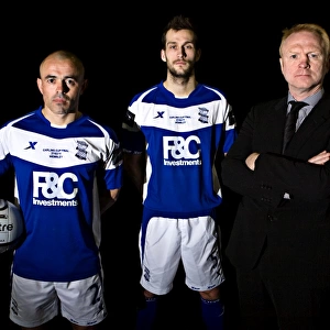 L-R: Birmingham Citys Stephen Carr, Roger Johnson and manager Alex McLeish