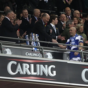 Stephen Carr's Triumph: Birmingham City FC's Carling Cup Victory at Wembley Stadium - The Presentation of the Trophy