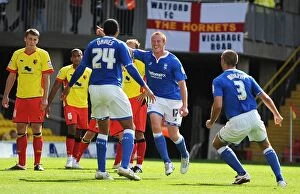 Images Dated 28th August 2011: Adam Rooney's Opener: Birmingham City Kick-Off Victory Against Watford (Npower Championship, 2011)